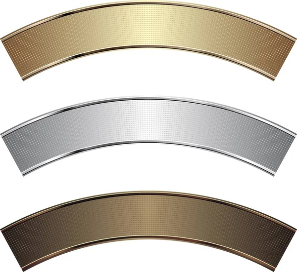 Metallisk Banderoll Guld Silver Och Brons — Stock vektor