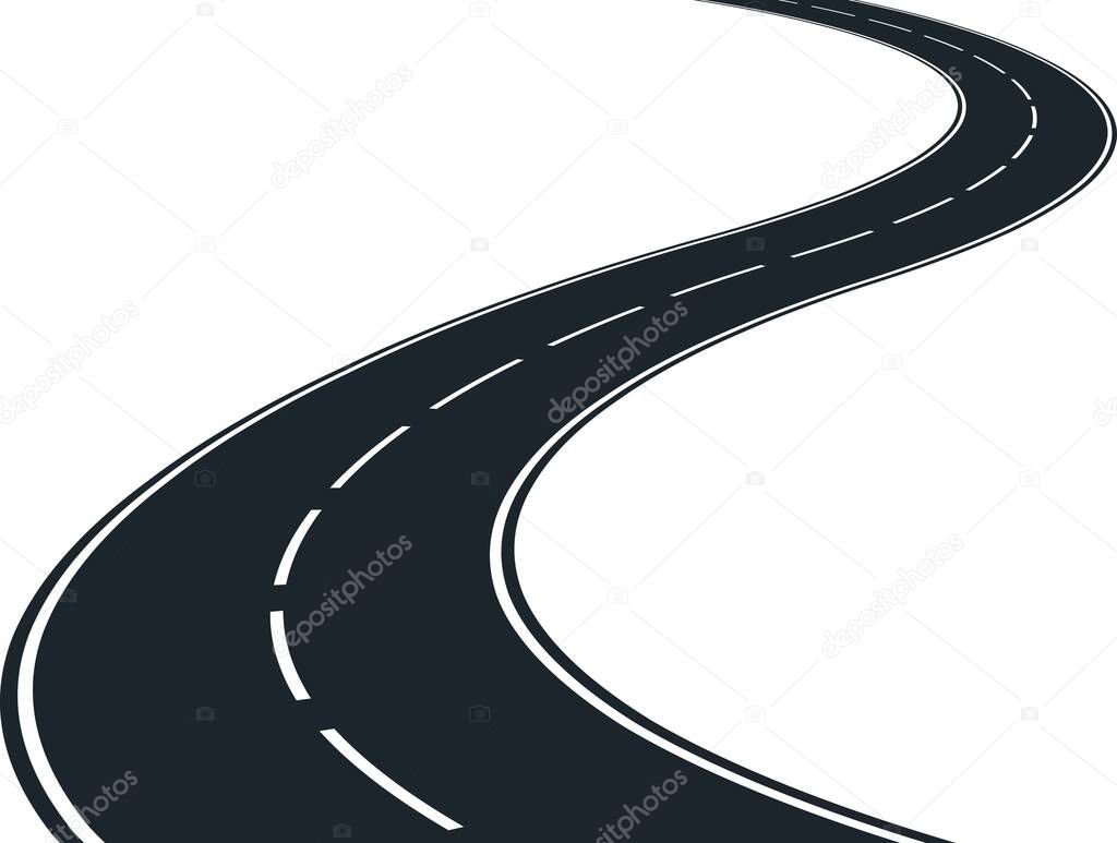 asphalt road, winding route
