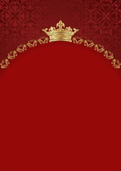 Old Fashioned Background Golden Border Crown — Stockvektor