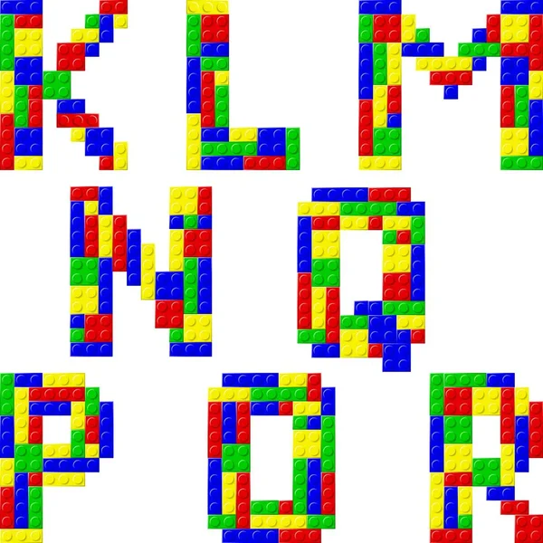 Toy Colorful Plastic Blocks Isolated Font — Stockvektor