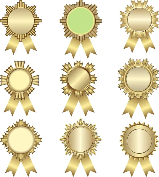 Altın Etiket Kurdeleli Ödül — Stok Vektör