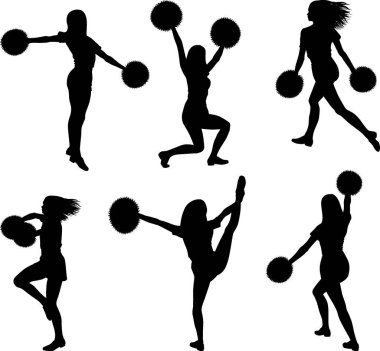 Amigo kızlar siluetleri - vektör illüstrasyonu