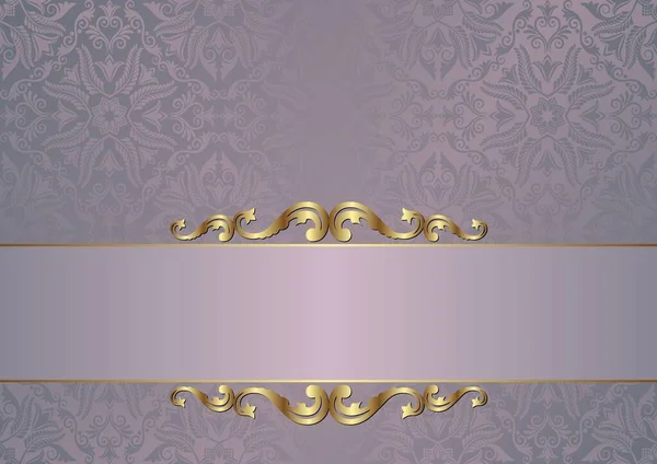 ヴィンテージパターンと金色のフレームで装飾的な背景 — ストックベクタ