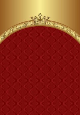 Altın Çerçeve ve taç ile kırmızı bir arka plan