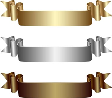 golden, silver and bronze ribbon clipart