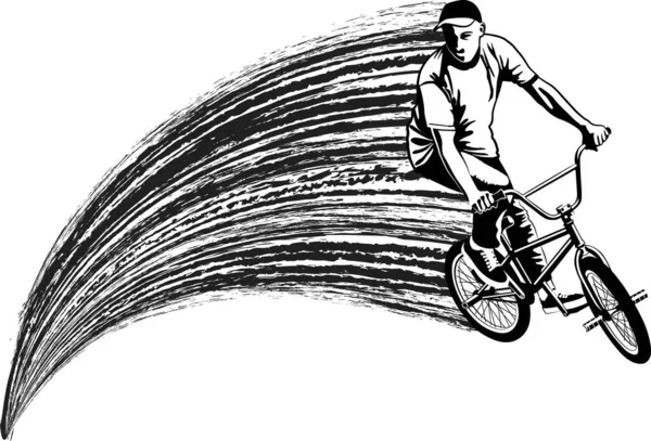 Grunge Vector Illustratie Van Bmx Rider — Stockvector