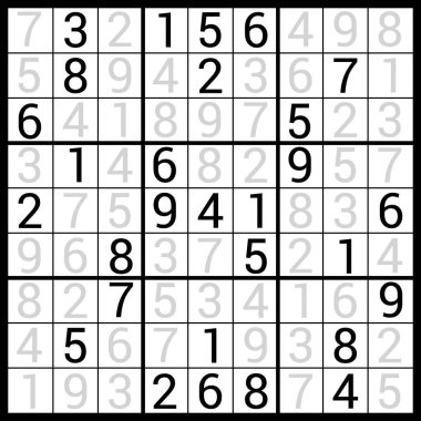 Cevaplı sudoku bulmacası oyunu, bulmacanın çözümü