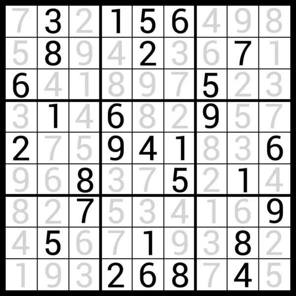 Sudoku Juego Puzzle Con Respuesta Solución Rompecabezas — Archivo Imágenes Vectoriales