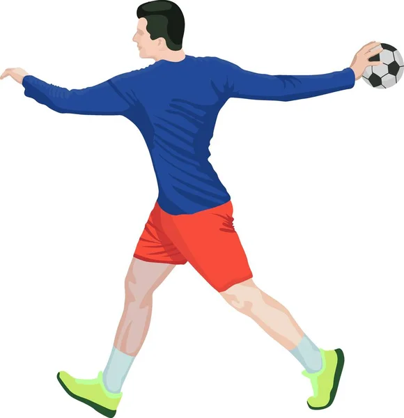 Joueur Handball Isolé Avec Balle — Image vectorielle