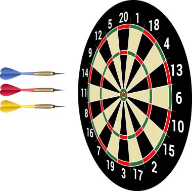izole edilmiş dart tahtası ve dart ustası