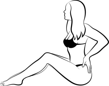 Bikini 'de Sırtını Tutan Kadın Çizimi