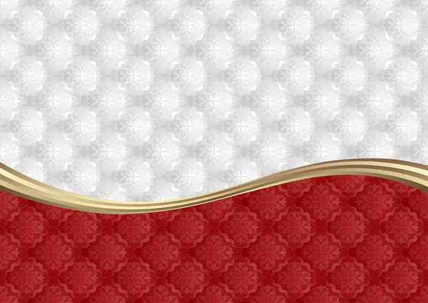 Fondo Rojo Blanco Con Patrón Decorativo — Vector de stock