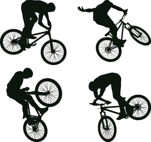 man riding MTB bike silhouettes