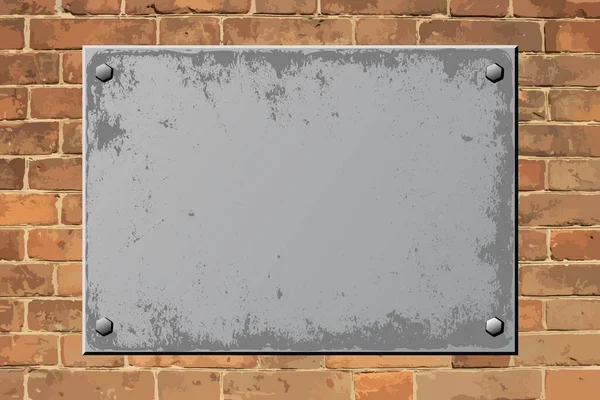 Placa Grunge Pared Ladrillo — Vector de stock