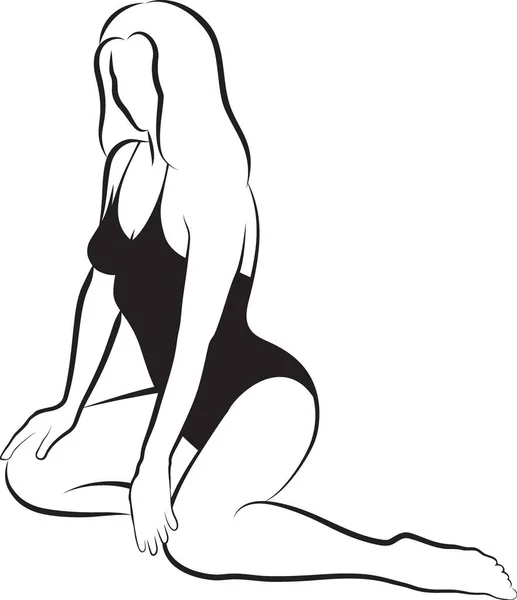 Sentada Mujer Ropa Playa Crepitando Pierna — Vector de stock