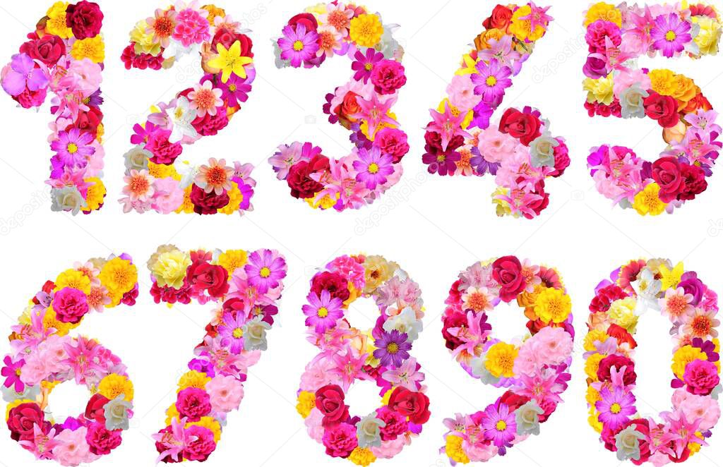 floral font with colorful flowers