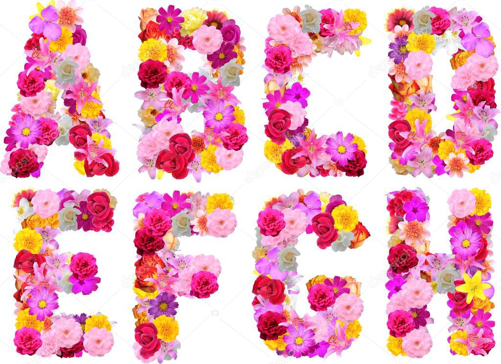 floral font with colorful flowers