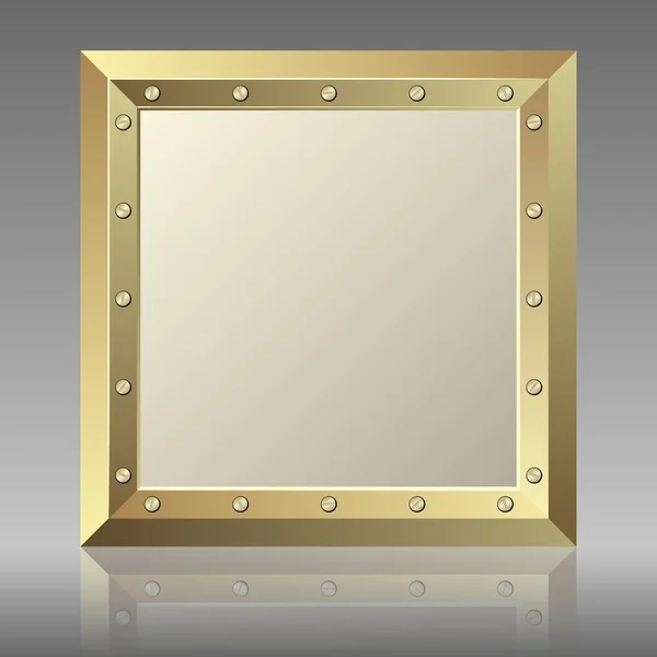 Plaque Dorée Miroir Réflexion Sur Fond Métallique Gris — Image vectorielle