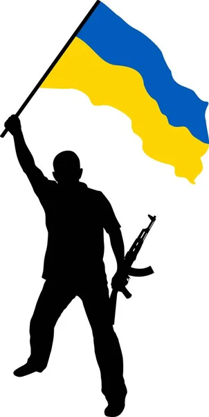 Людина Прапором Україна Ган — стоковий вектор