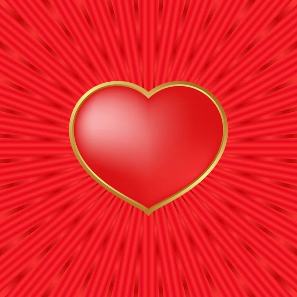 Heart Golden Frame Red Background — Stock Vector