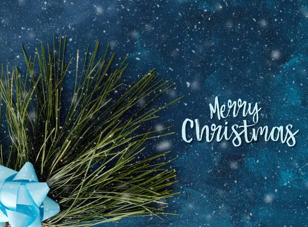 Feliz Natal Com Galho Árvore Arco Sob Neve Para Férias — Fotografia de Stock