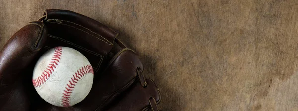 Baseball Glove Wooden Background — Stock Photo, Image