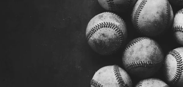 Baseball Banner Background Used Sports Balls Black White — Stock Photo, Image