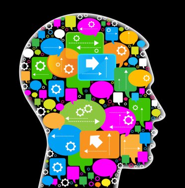 konuşma balonları ile insan kafası