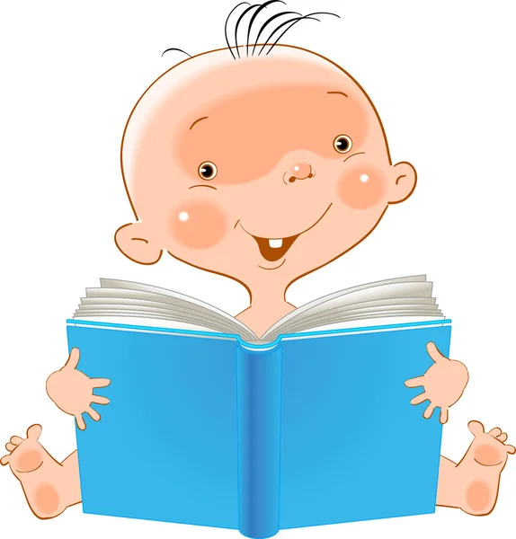 Bambino tiene il libro — Vettoriale Stock