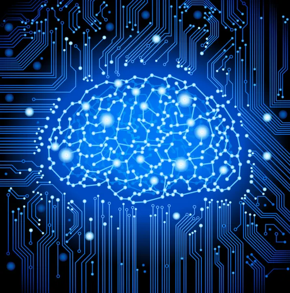 Circuit imprimé cerveau fond — Image vectorielle