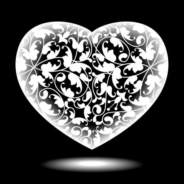 Floral heart black&white — Stock Vector