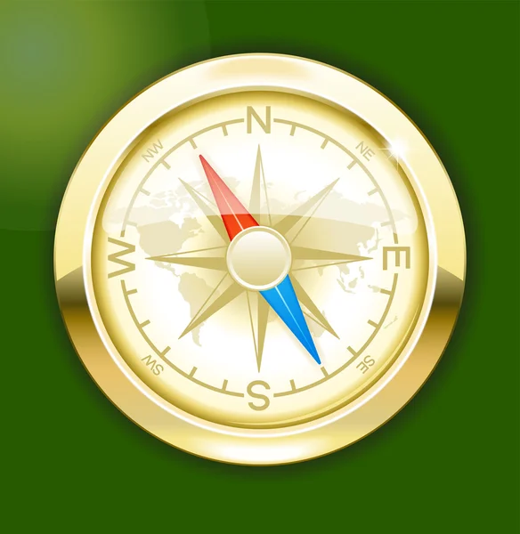 Złoty kompas — Wektor stockowy