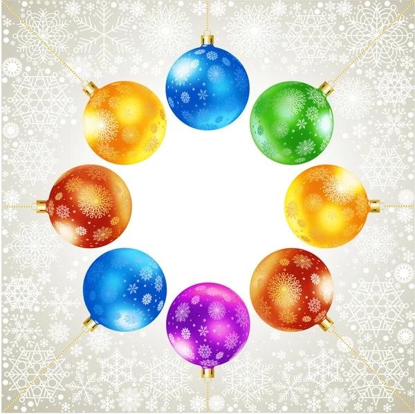 Las bolas de año nuevo en un círculo — Archivo Imágenes Vectoriales