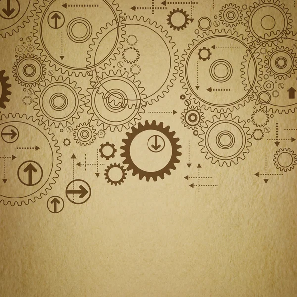 Background old paper with painted gears — Stock Photo, Image