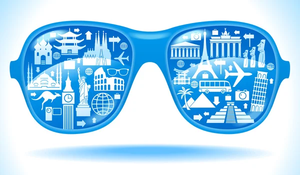 güneş gözlüğü ve seyahat simgeleri