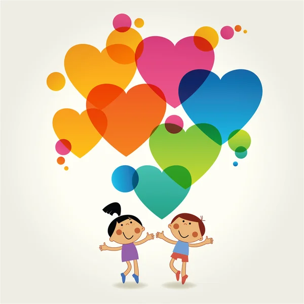 Caricature People and hearts on Valentine's Day — Image vectorielle