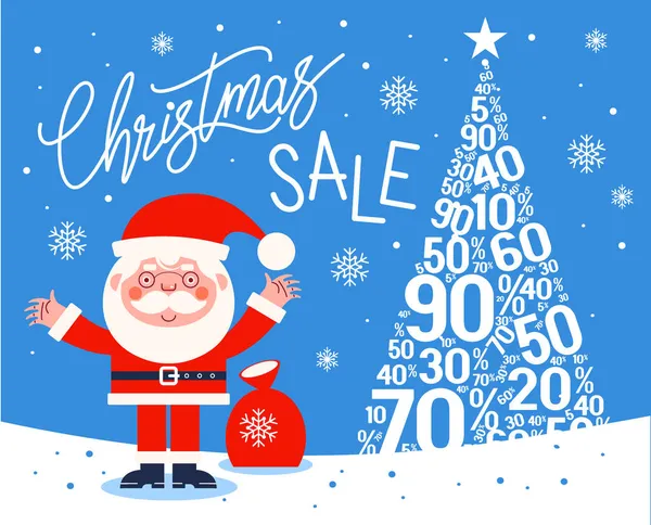 Kerst Verkoop Spandoek Vector Ontwerp Nieuwjaar Met Santa Claus — Stockvector
