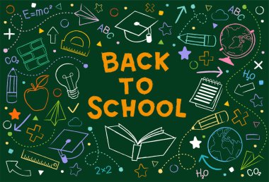 Okul geçmişi konsepti. Karalamalı desen. Eğitim için web sayfası tasarım şablonu.