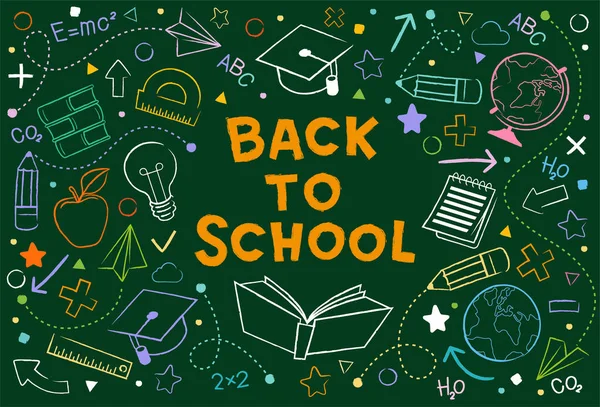 School Background Concept Pattern Doodles Web Page Design Template Education — Wektor stockowy