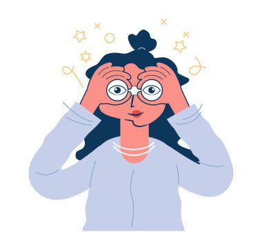 Dürbünle bakan bir adam. İş amaçlı arama kavramı. Gözler ileriye bakıyor. Geleceğin Strateji Görüşü.