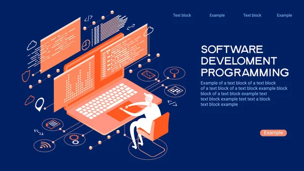Programación Banner Web Mejores Lenguajes Programación Proceso Tecnológico Desarrollo Software — Vector de stock