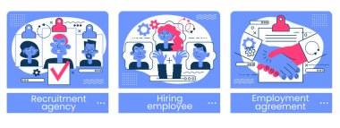 İşe alım ajansı, iş sözleşmesi, işe alım çalışanı, iş listesi, sözleşme formu. Kafa avcılığı soyut kavramı. 