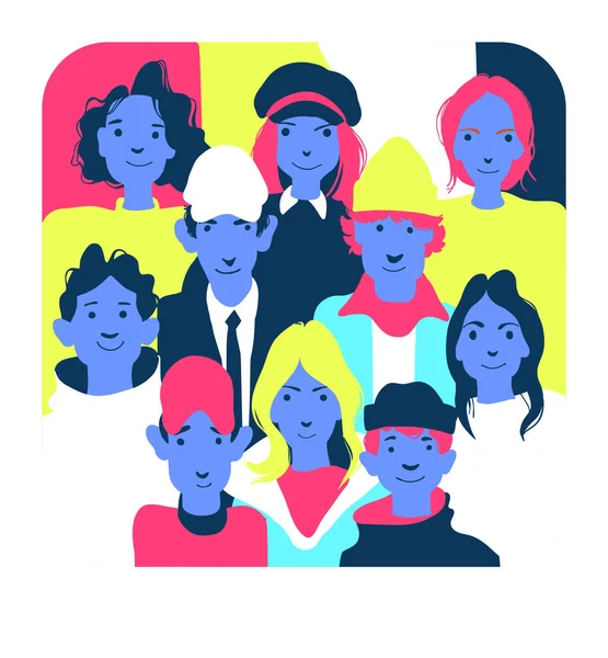 Group People Different Nationalities Cultures People Background Crowd Abstract People — Vector de stock