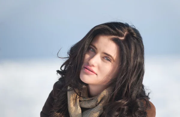 Winter portrait of a brunette girl — Stock Photo, Image