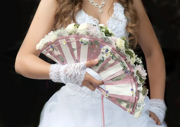 Wedding fan-bouquet decorated with roses — Stock Photo, Image