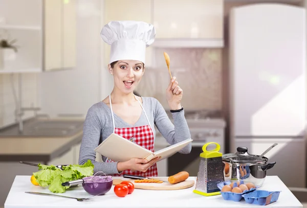 Female chef's funny portrait — Stock Photo, Image