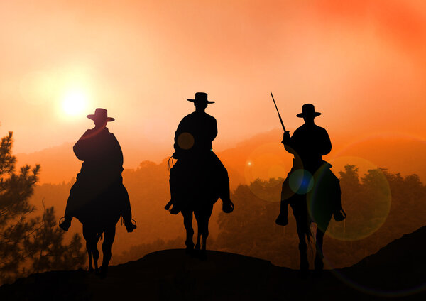 Stock Illustration of Horse Rider on Mountain