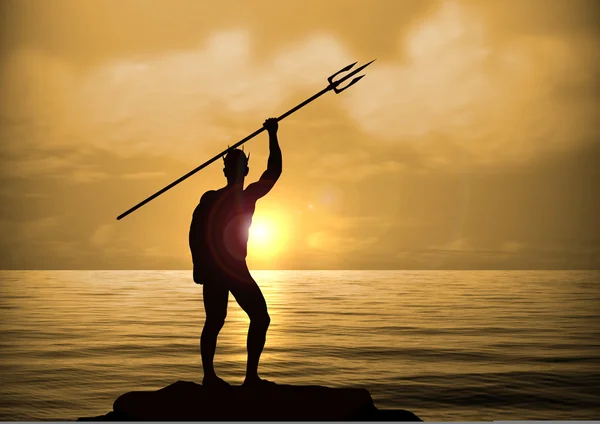 Neptune God at Sunset — Stock Photo, Image