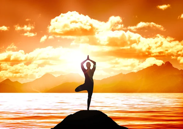 Yoga bir göl kenarında