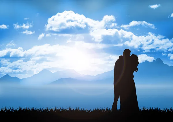 Couple in sunrise — Stock Photo, Image